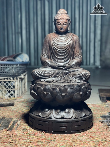 Tác Phẩm Phật Thích Ca Gỗ Trắc Cao 50 Ngang 27 Sâu 27 (cm)