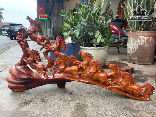 Tượng Bát Mã Gỗ Hương Cao 103 Ngang 20 Sâu 6 (cm)