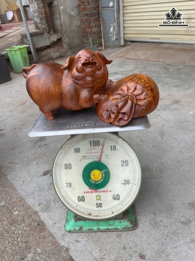 Tượng Heo Gỗ Nu Hương Cao 18 Ngang 39 Sâu 22 (cm)