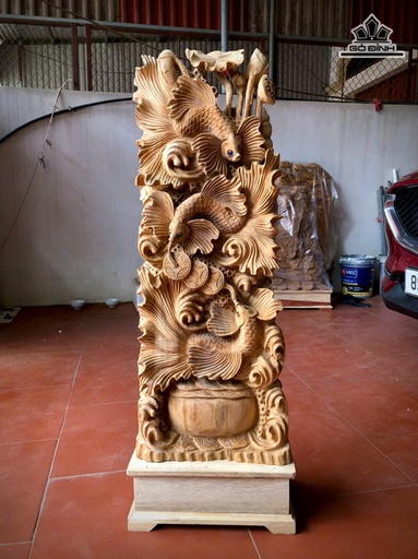 Tượng Cá Xiêm Gỗ Ngọc Am Cao 115 Ngang 38 Sâu 18 (cm)