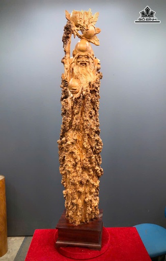 Tượng Ông Thọ Gỗ Nu Dổi Cao 155 Ngang 30 Sâu 30 (cm)
