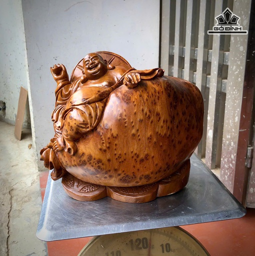 Tượng Phật Di Lặc Gỗ Nu Ngọc Am Cao 23 Ngang 28 Sâu 18 (cm)