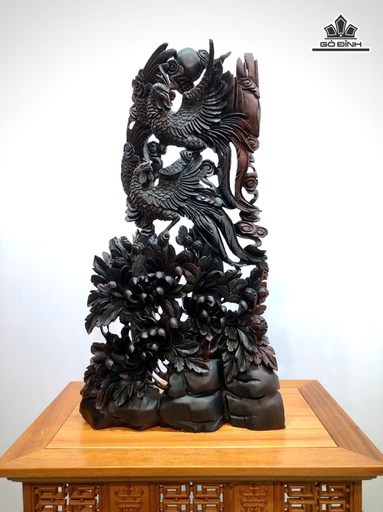 Tượng Phu Thê Viên Mãn Gỗ Trắc Cao 70 Ngang 39 Sâu 12 (cm)