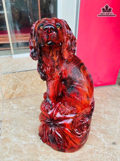 Tượng Chó Gỗ Trắc Cao 45 Ngang 20 Sâu 17 (cm) - 8kg