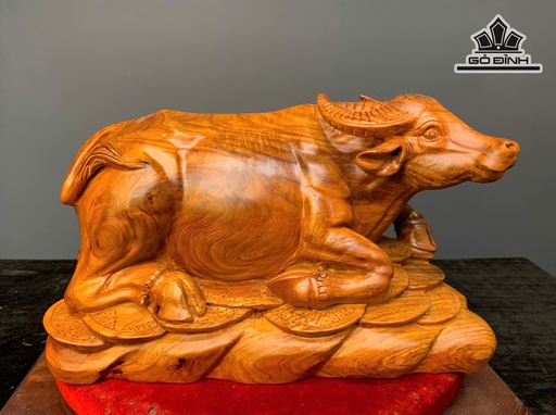 Tượng Trâu Gỗ Hương Cao 26 Ngang 43 Sâu 26 (cm)