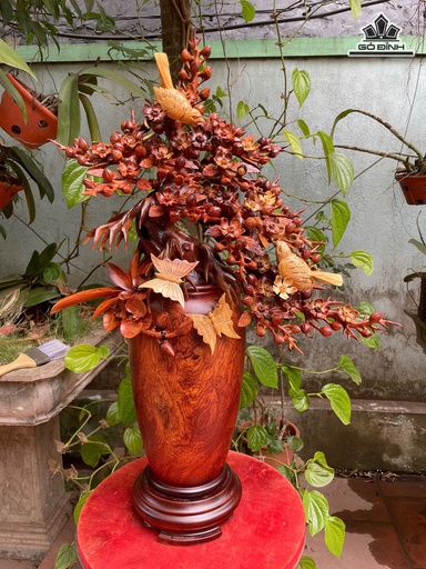 Bình Hoa Mai Phú Quý Gỗ Cẩm Cao 78 Ngang 60 Sâu 33 (cm) - Đường Kính Thân Bình 18 (cm)