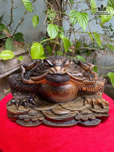 Tượng Thiềm Thừ Gỗ Mun Hoa Cao 17 Ngang 28 Sâu 24 (cm)