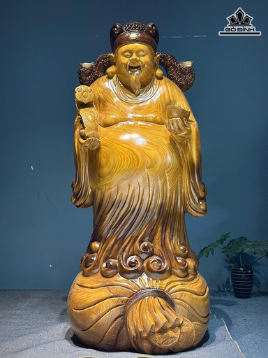 Thần Tài Gỗ Cẩm Vàng Cao 150 Ngang 65 Sâu 58 (cm)