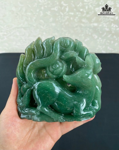 Tượng Hồ Ly Tiên Hoa Ngọc Đông Linh Aventurine 0,65kg - 12,6x12,3x3,6 (cm)