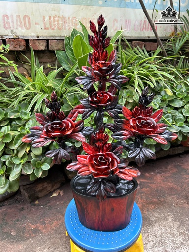 Bình Hoa Hồng Gỗ Trắc Cao 56 Ngang 40 Sâu 18 (cm)