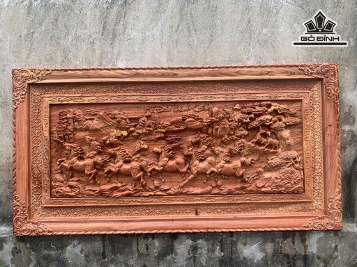 Tranh Mã Đáo Thành Công Gỗ Hương Đá Kích Thước 79x155x5 (cm)