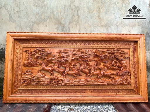 Tranh Mã Đáo Thành Công Gỗ Hương Đá Kích Thước 97x197x8 (cm)