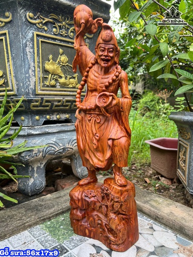 Tượng Tế Công Gỗ Sưa Cao 56 Ngang 17 Sâu 9 (cm)
