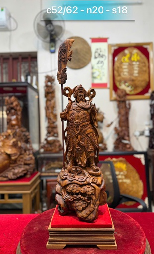Tượng Quan Công Chấn Ải Gỗ Sưa Cao Cả Kỷ 62 Ngang 20 Sâu 18 (cm) - Kỷ 10