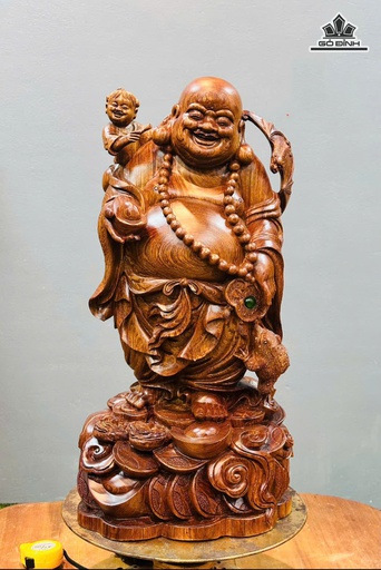 Tượng Phật Di Lặc Hoan Hỷ Gỗ Hương Cao 60 Ngang 30 Sâu 24 (cm)