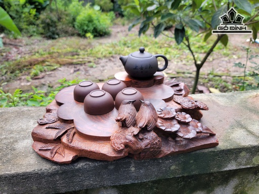 Khay Trà Uyên Ương Gỗ Trắc Kích Thước 7x35x27 (cm)
