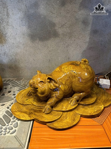 Tượng Heo Gỗ Nu Nghiến Cao 18 Ngang 29 Sâu 13 (cm)