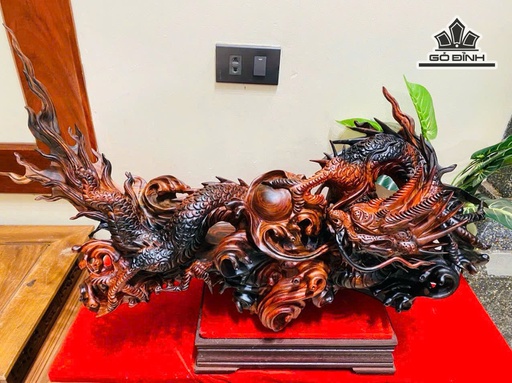 Tượng Nhất Long Gỗ Trắc Cao 43 Ngang 66 Sâu 26 (cm)