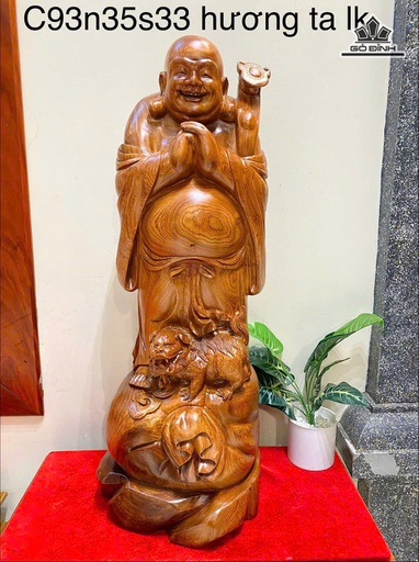 Tượng Phật Di Lặc Chúc Phúc Gỗ Hương Cao 93 Ngang 35 Sâu 33 (cm)