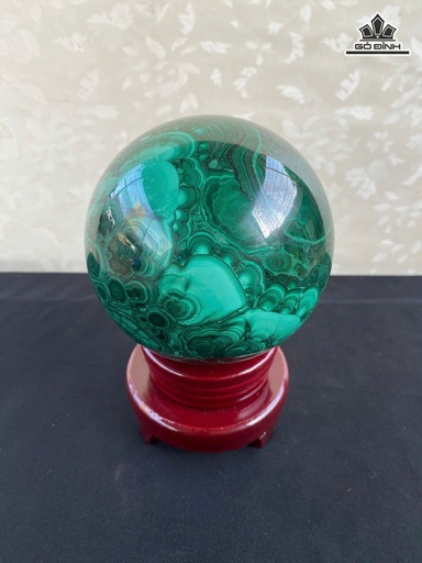 Cầu Đá Quý Khổng Tước Malachite 2,88kg ĐK 12cm