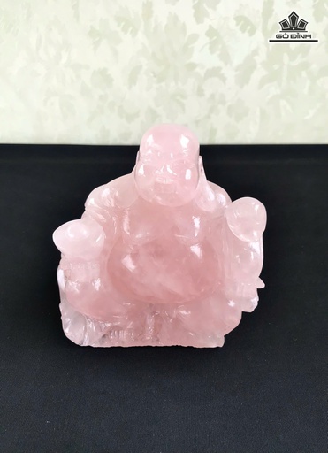 Phật Di Lặc Thạch Anh Hồng Brazil 1,1kg Cao 12,9 Ngang 13,8 Sâu 9,5 (cm)