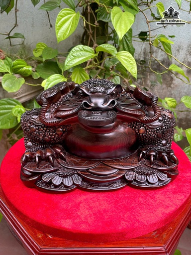 Tượng Thiềm Thừ Gỗ Mun Hoa Cao 17 Ngang 28 Sâu 25 (cm)