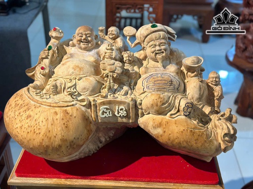 Tác Phẩm Song Phúc Gỗ Nu Ngọc Am Cao 35 Ngang 65 Sâu 40 (cm)