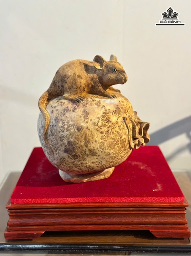 Tượng Chuột Gỗ Nu Ngọc Am Cao 27 Ngang 23 Sâu 23 (cm)