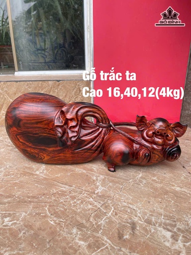 Tượng Heo Gỗ Trắc Cao 16 Ngang 40 Sâu 12 (cm)