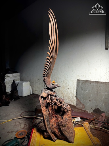 Tượng Chim Trĩ Hoa Mai Gỗ Trắc Cao 80 Ngang 23 Sâu 23 (cm)