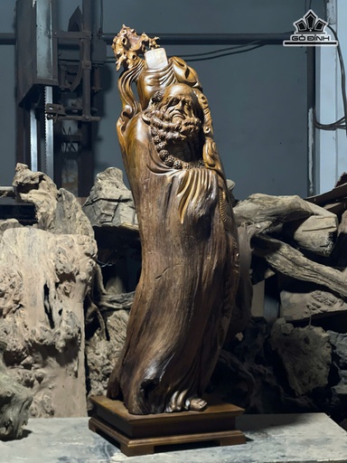 Tượng Đạt Ma Sư Tổ Gỗ Bách Xanh Cao 95 Ngang 26 Sâu 26 (cm)