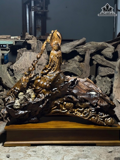 Tượng Nhất Tâm Bái Phật Gỗ Bách Xanh Cao 75 Ngang 92 Sâu 38 (cm)