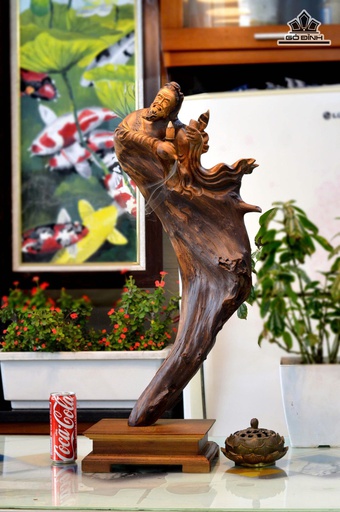 Tượng Thần Trà Gỗ Lũa Bách Xanh Cao Cả Kỷ 80 Ngang 30 Sâu 16 (cm) - Kỷ Cao 10 (cm)