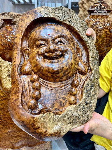 Diện Phật Di Lặc Gỗ Nu Ngọc Am Kích Thước 45-30-6 (cm)