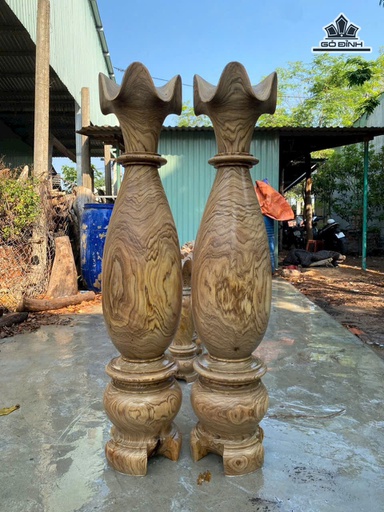 Cặp Tỳ Bà Gỗ Cẩm Bông Cao 120 Đường Kính 25 (cm)