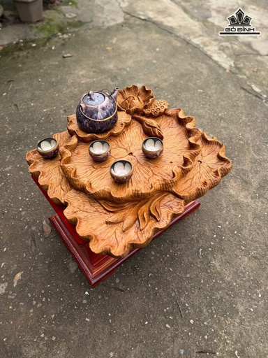 Khay Trà Sen Gỗ Ngọc Am Cao 50 Ngang 50 Sâu 10 (cm)