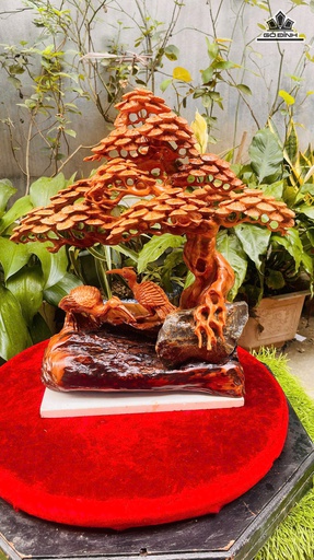 Tùng Hạc Diên Niên Gỗ Ngọc Am Cao 45 Ngang 40 Sâu 18 (cm)