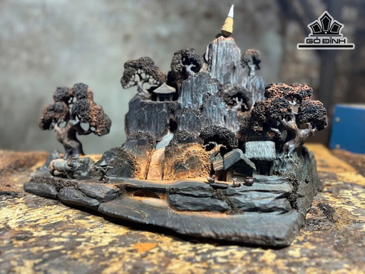 Tượng Tiểu Cảnh Gỗ Trắc Cao 25 Ngang 45 Sâu 20 (cm)