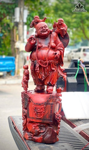 Tượng Phật Di Lặc Tam Phúc Gỗ Trắc Cao 103 Ngang 36 Sâu 30 (cm)