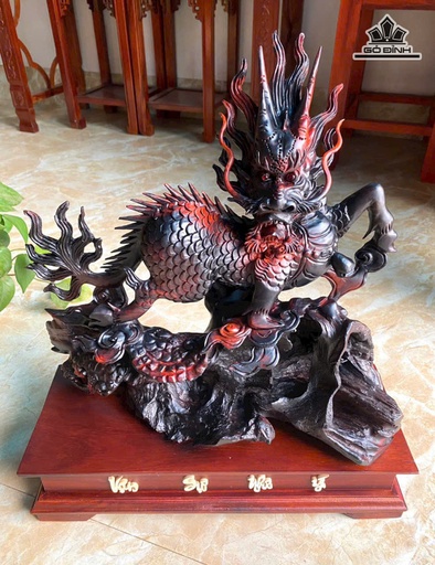 Tượng Hỏa Kì Lân Gỗ Trắc Cao Cả Kỷ 47 Ngang 41 Sâu 16 (cm)