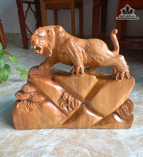 Tượng Hổ Phong Thủy Gỗ Ngọc Am Cao 36 Ngang 43 Sâu 18 (cm) - 9kg