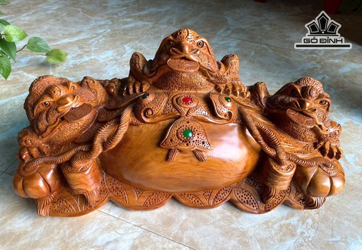 Tượng Tam Cóc Ngậm Tiền Gỗ Ngọc Am Cao 31 Ngang 65 Sâu 35 (cm) - 24kg