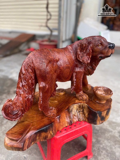 Tượng Chó Gỗ Hương Cao 41 Ngang 5 Sâu 30 (cm)