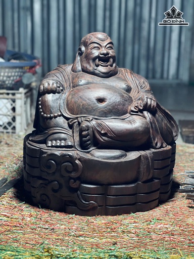 Tượng  Di Lặc Cười Gỗ Trắc Cao 35 Ngang 31 Sâu 27 (cm) - 13kg