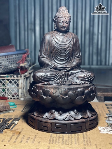 Tượng Phật Thích Ca Gỗ Trắc Cao 48 Ngang 27 Sâu 27 (cm)