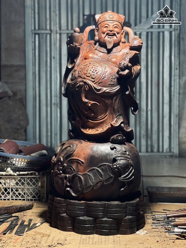 Tượng Thần Tài Gỗ Trắc Cao 83 Ngang 38 Sâu 33 (cm) - 42kg