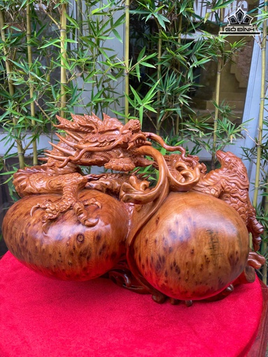 Tượng Rồng ( Nhất Long) Gỗ Nu Ngọc Am Cao 22 Ngang 38 Sâu 23 (cm)