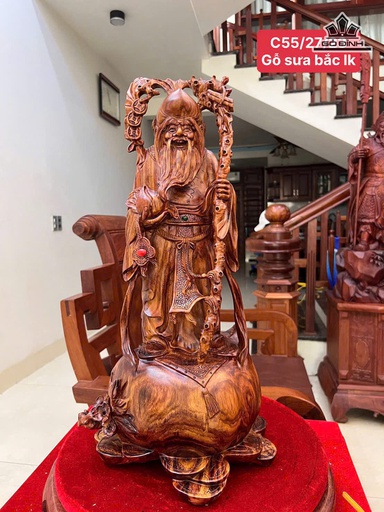 Tượng Ông Thọ Gỗ Sưa Cao 55 Ngang 27 Sâu 23 (cm)