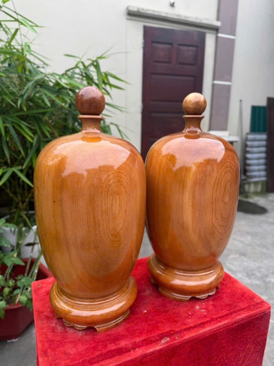 Cặp Bình Gỗ Ngọc Am Cao 51 Đường Kính 24 (cm)