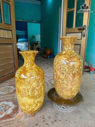 Cặp Bình Phú Quý Gỗ Nu Nghiến Cao 57 Đường Kính 28 (cm)